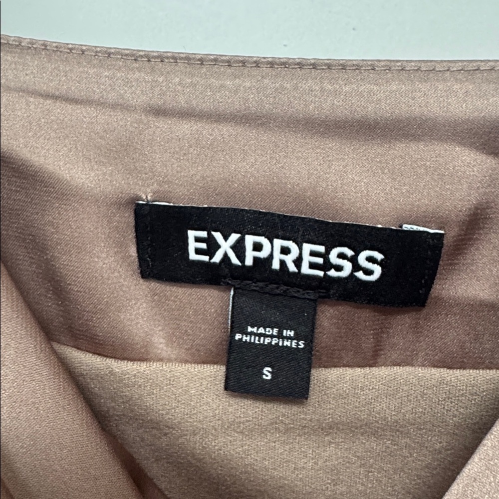 Express Tan Satin Strap Dress - Picture 2 of 4